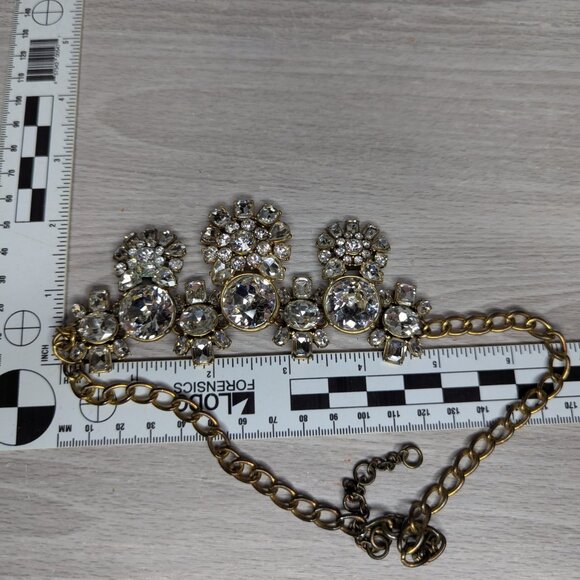 Vintage J Crew Signed Statement Bib Necklace Gold Tone Chain w/Lobster Claw - Picture 9 of 13